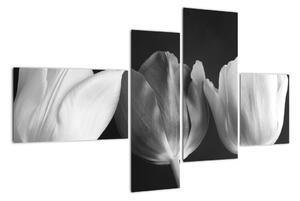 Čiernobiely obraz - tri tulipány (Obraz 110x70cm)