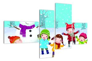 Obraz detí na snehu (Obraz 110x70cm)