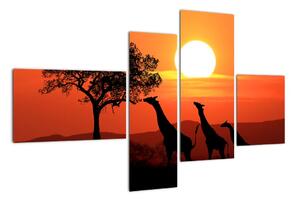 Obraz žirafy pri západe slnka (Obraz 110x70cm)
