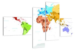 Obraz - farebná mapa sveta (Obraz 110x70cm)