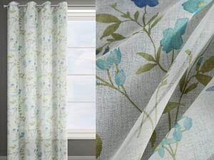 Design 91, Dekoračná záclona s krúžkami - Mia kvety, 140 x 250 cm