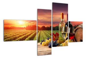 Obraz - víno a vinice pri západe slnka (Obraz 110x70cm)
