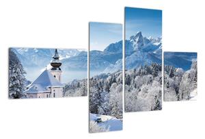 Kostol v horách - obraz zimnej krajiny (Obraz 110x70cm)