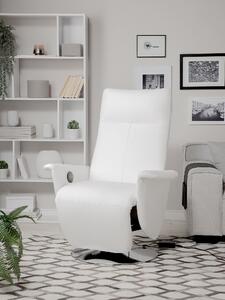 Kreslo biela koženka kovová obývačka