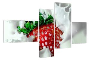 Obraz jahody v jogurte (Obraz 110x70cm)
