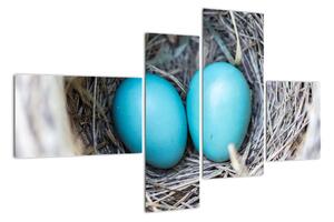 Obraz modrých vajíčok v hniezde (Obraz 110x70cm)