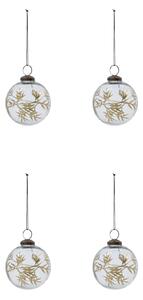 Sklenená vianočná ozdoba Leaf Clear/Gold – set 4 ks