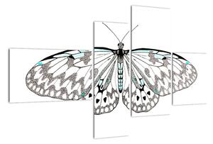 Čiernobiely motýľ (Obraz 110x70cm)