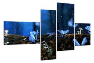 Obraz - modrí motýle (Obraz 110x70cm)