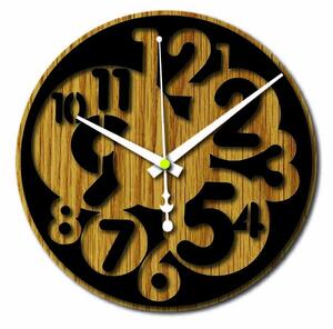 Sentop - Moderné nástenné hodiny čísla HDKF019 MDF dub - čierne