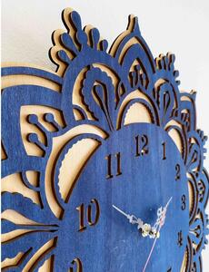 Sentop - Drevené hodiny na stenu - model: buk / modrá farba ÚSVIT PR0375
