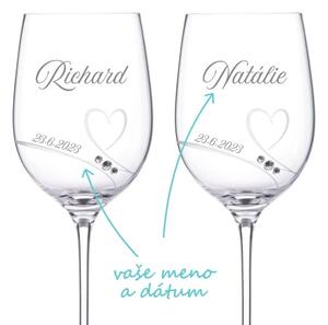 Svadobné poháre na víno Diamante Romance s kryštálmi Swarovski 2 ks