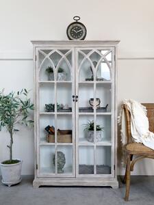 Krémová antik drevená skriňa / vitrína s policami Georgitte - 90*37*154cm - Chic Antique