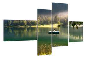 Obraz loďky na jazere (Obraz 110x70cm)