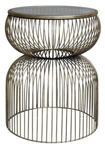 Mosadzný antik kovový okrúhly odkladací stolík Joanne - Ø 40*51 cm - Chic Antique