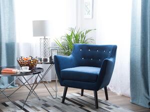 Klubové kreslo tmavo modré prešívané nohy zo svetlého dreva pre obývaciu izbu veľkej miestnosti, moderné škandinávske