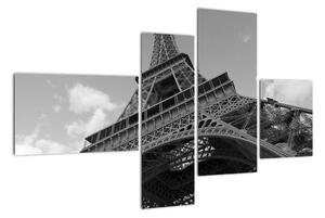 Čiernobiely obraz Eiffelovej veže (Obraz 110x70cm)