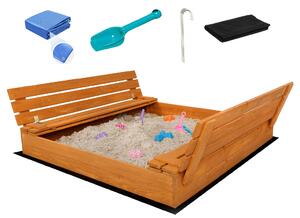 Profitent Uzatvárateľné impregnované pieskovisko s lavičkami 146x138x20 +agrotextília+krycia plachta