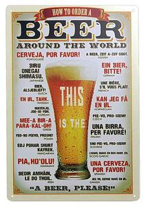 Kovová tabula BEER 30x40cm (Retro ceduľa "pivo prosím" v rôznych jazykoch sveta)