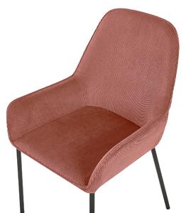Sada 2 jedálnych stoličiek ružový menčester čalúnené čierne kovové nohy v štýle glamour
