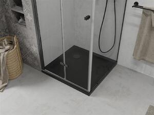 Mexen Lima, sprchový kút 90 (dvere) x 90 (stena) cm, 6mm číre sklo, čierny profil + SLIM čierna sprchová vanička 5cm s čiernym sifónom, 856-090-090-70-00-4070B
