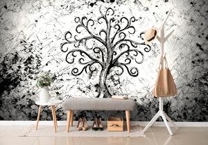 Samolepiaca tapeta čiernobiely symbol stromu života