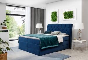 Drevko Čalúnená posteľ Mirabel - Mat Velvet 79 - 140 x 200 cm, Modrá