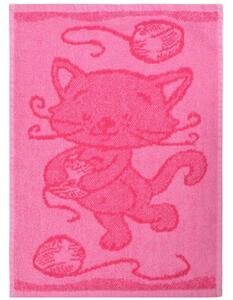Detský froté uterák 30x50 - Mačka ružová