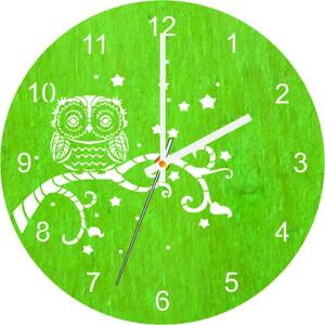 Nástenné hodiny z dreva - Sovička - prírodné aj farebné | SENTOP PR0443