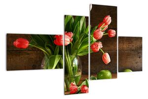 Obraz tulipánov vo váze (Obraz 110x70cm)