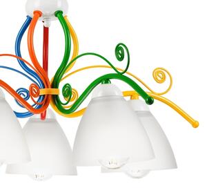 Luster na reťazi RETRO 5xE27/60W/230V biela/pestrofarebná
