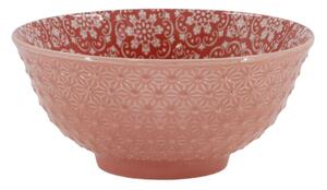 Korálová porcelánová miska s kvetmi vnútri Arés - Ø 16*7,5 cm / 650 ml - Chic Antique