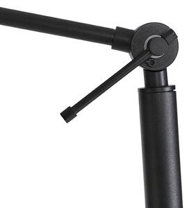 Nastaviteľná čierna stojaca lampa s hnedým a béžovým pruhovaným tienidlom 50 cm - Editor