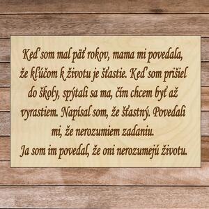 Drevená tabuľka s textom - Kľúč k životu | SENTOP T001