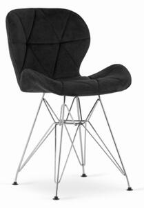 Zamatová jedálenská stolička Paris čierna so striebornými nohami