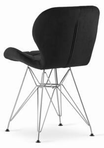 Zamatová jedálenská stolička Paris čierna so striebornými nohami