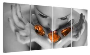 Obraz - oranžové kamene v dlani (Obraz 160x80cm)