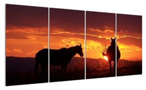 Obraz - kone pri západe slnka (Obraz 160x80cm)