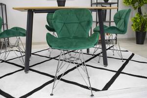 Zamatová stolička Paris zelená so striebornými nohami