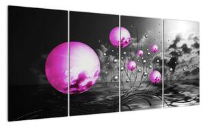 Abstraktný obraz - fialové gule (Obraz 160x80cm)
