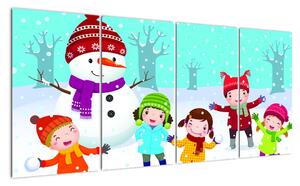 Obraz detí na snehu (Obraz 160x80cm)