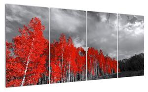 Červený les - moderný obraz (Obraz 160x80cm)