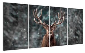 Obraz - jeleň v zime (Obraz 160x80cm)