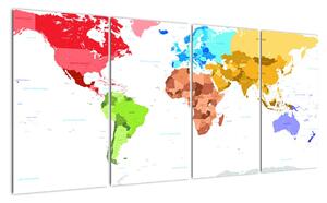 Obraz - farebná mapa sveta (Obraz 160x80cm)
