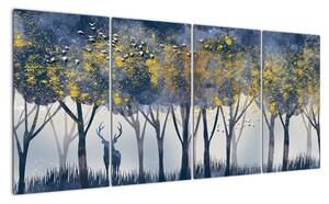 Obraz jeleň v lese (Obraz 160x80cm)