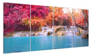 Obraz vodopádu a farebné prírody (Obraz 160x80cm)