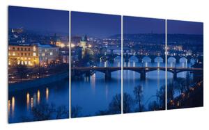 Obraz večerné Prahy (Obraz 160x80cm)