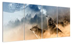 Obraz - vyjící vlci (Obraz 160x80cm)