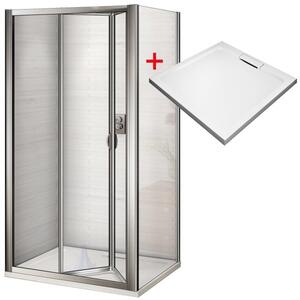 WRITE HARD 80x80 Sprchovací kút so zalamovacími dverami a mramorovou vaničkou