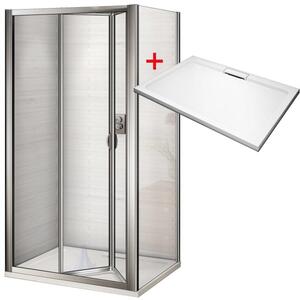 WRITE HARD 90x80 Sprchovací kút so zalamovacími dverami a mramorovou vaničkou